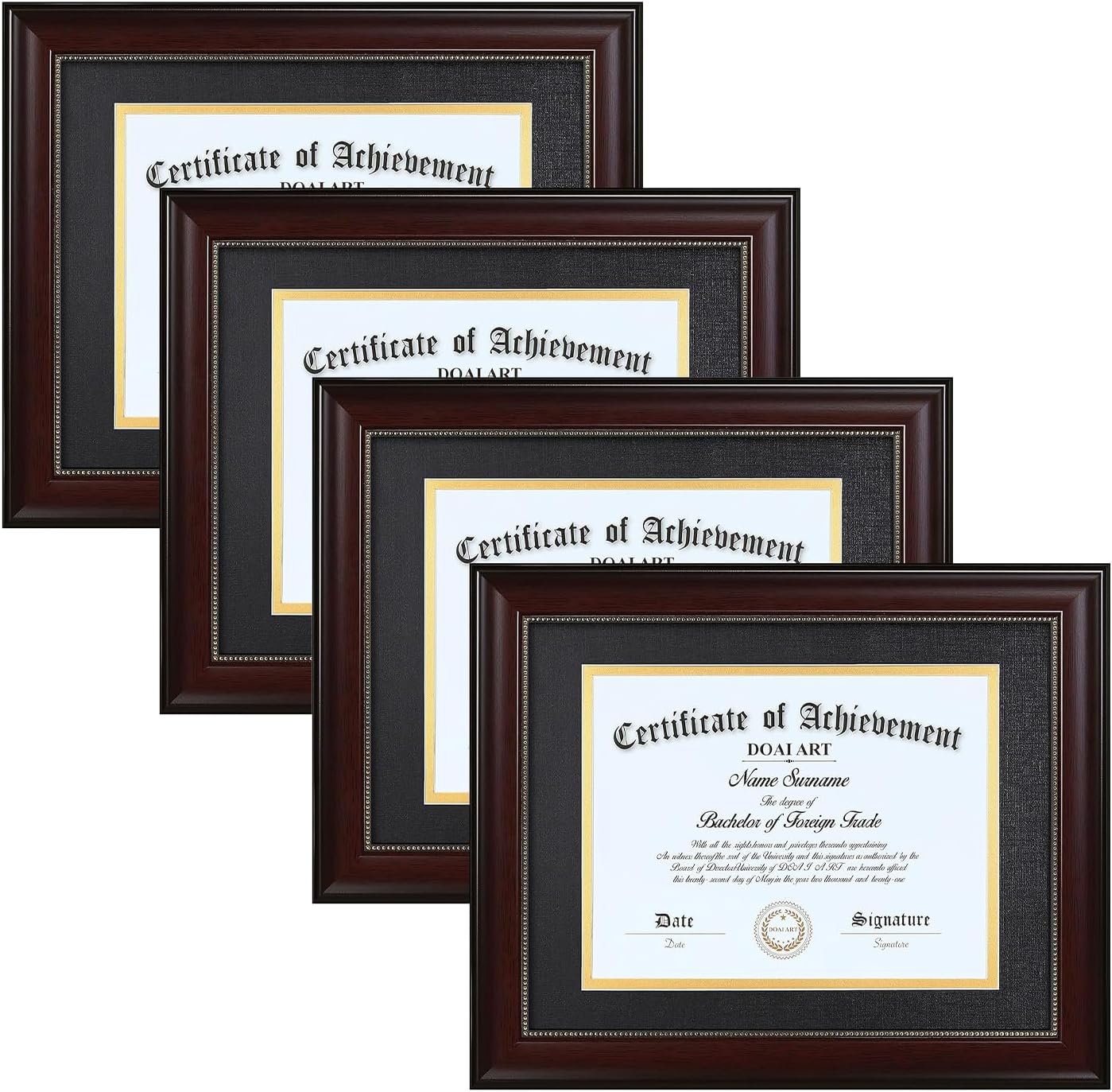DOAI ART 8.5 x 11 Diploma Frame Set of 4 Classic Mahogany