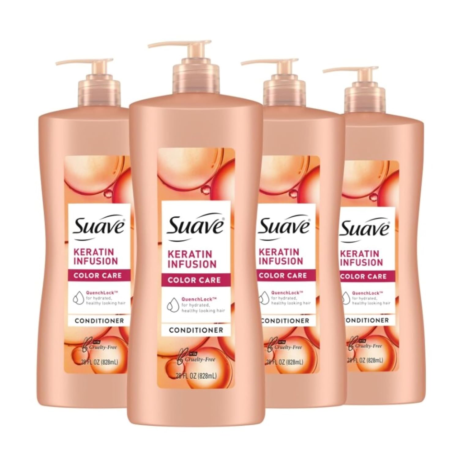 Suave Keratin Infusion Color Care Conditioner: 48-Hour Frizz Control, 28 oz x4