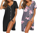 Nightgowns for Women 2 Pack Button Down Sleepshirt - Soft V Neck