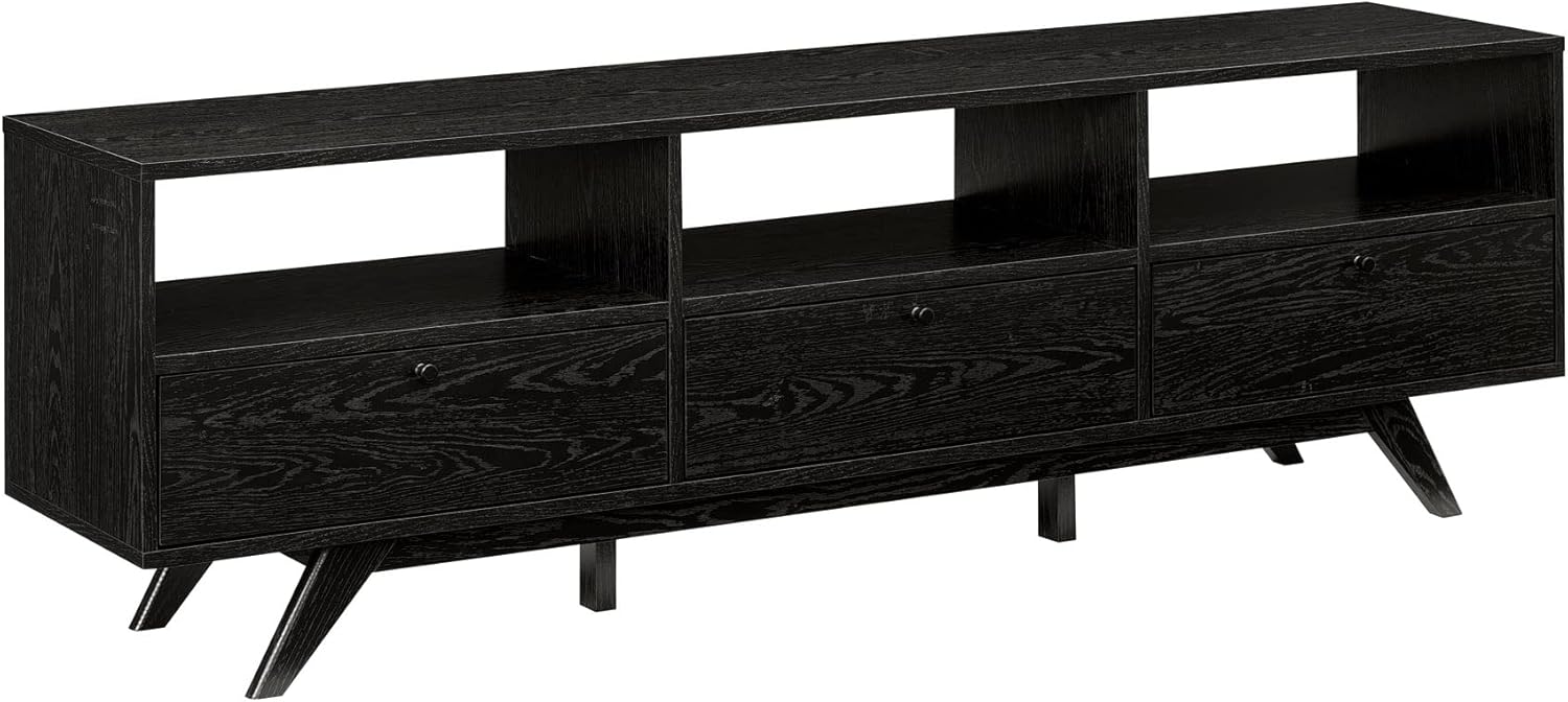 Mid Century Drop-Down TV Stand, 85 TVs, Black