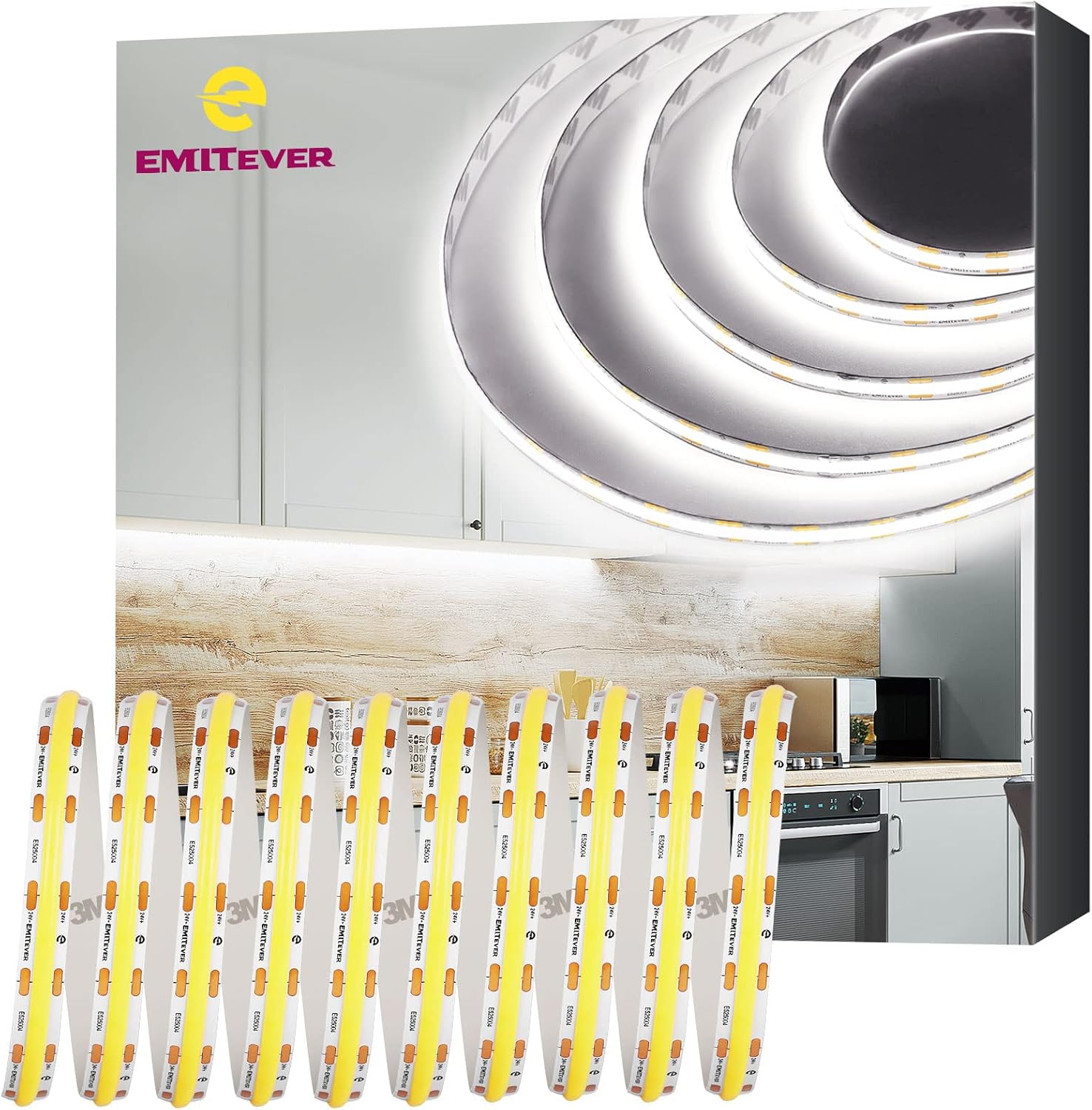 EMITEVER COB LED Strip Lights Cool White for Versatile Lighting