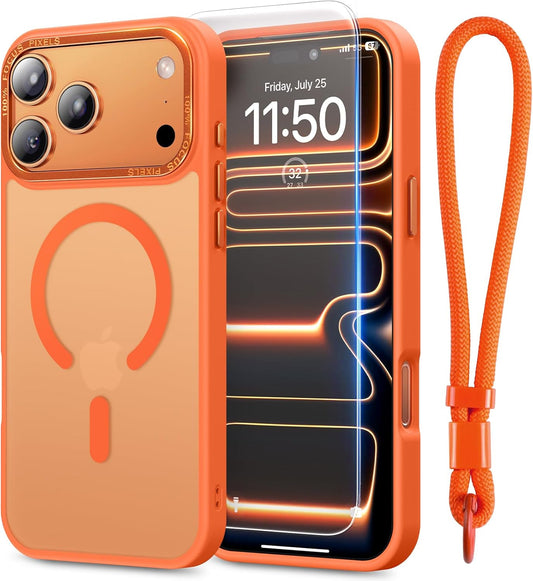 Stronger Magnetic Shockproof Case for iPhone 17 Pro Max Cosmic Orange