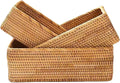 Rattan Storage Baskets Set of 3 - Hand Woven Decorative Organizers