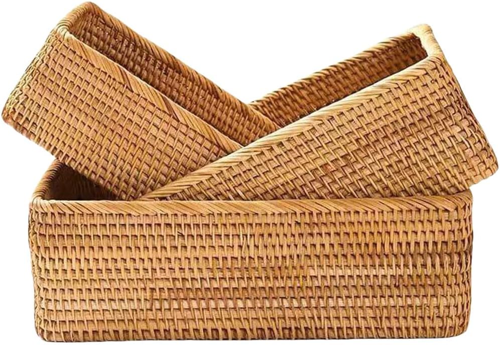 Rattan Storage Baskets Set of 3 for Organizing Your Home