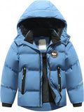 Kids Boy's Waterproof Puffy Cotton Coat Fleece Lined - Thick Hooded