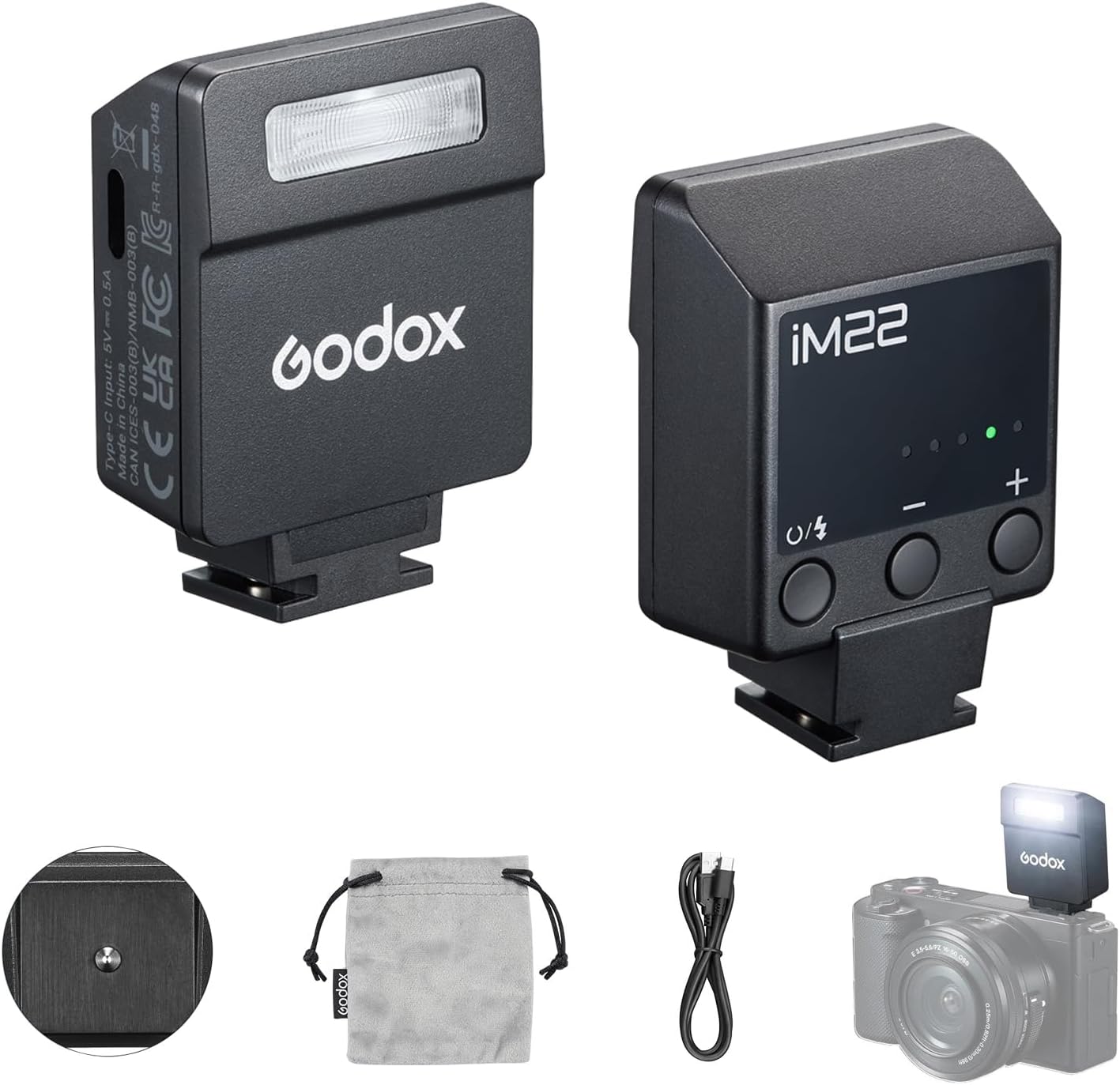Godox iM22 Mini Flash for Camera with Built-in Lithium Battery