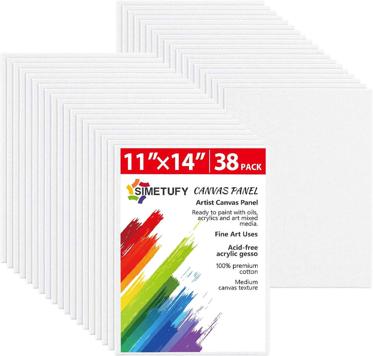 38 Pack Canvas Boards for Painting - Gesso Primed 11 x 14 in