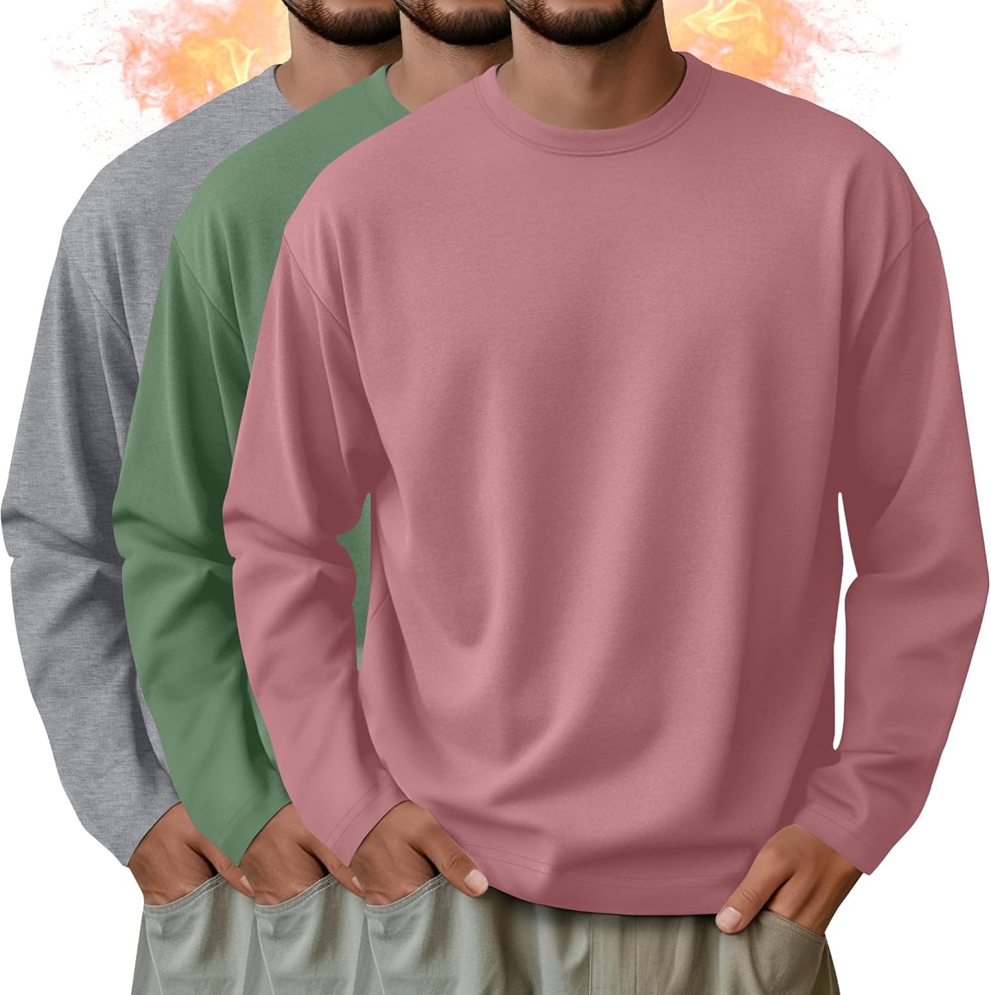 3 Pack Mens Long Sleeve Thermal Shirts for Comfort and Style