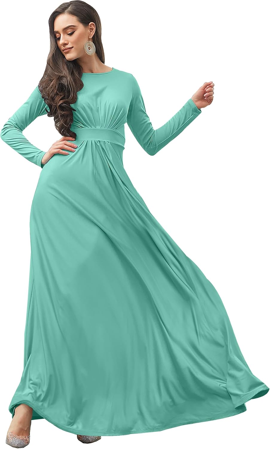 KOH KOH Womens Long Sleeve Flowy Empire Waist Gown Review
