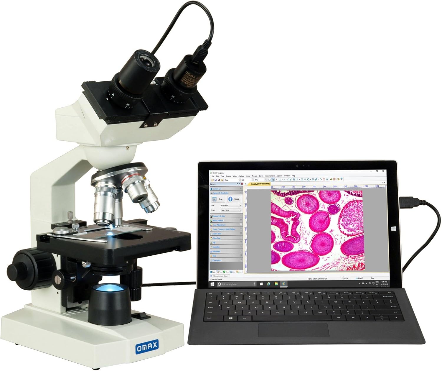 OMAX 40X-2500X LED Binocular Lab Microscope with USB Camera