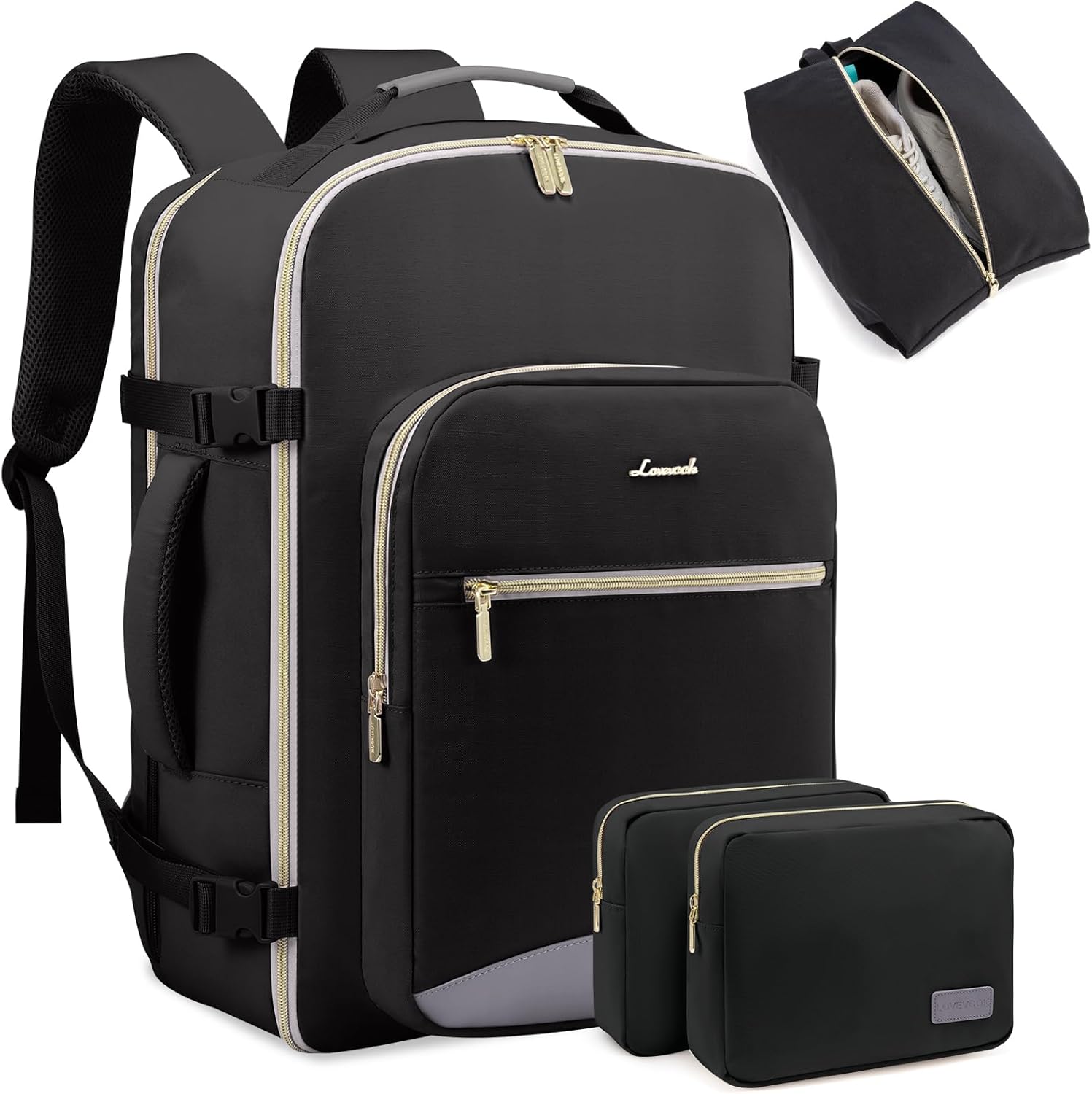 LOVEVOOK 40L Travel Backpack: Waterproof Carry On Luggage
