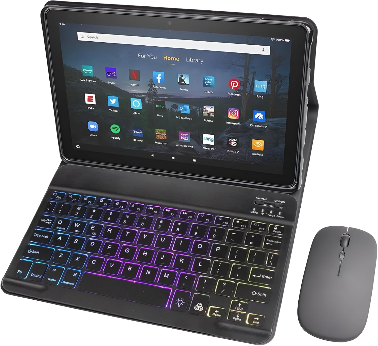 Keyboard Case for Kindle Fire HD 10 with Rainbow Backlight