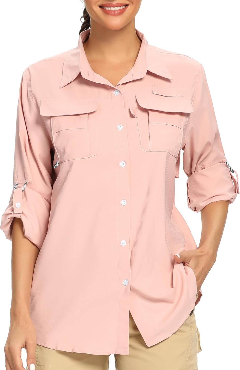 Women's UPF 50+ UV Sun Protection Long Sleeve Safari Shirt