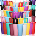 Honeydak 100 Pack Tumbler with Straw and Lid Bulk Cups - Party Pack