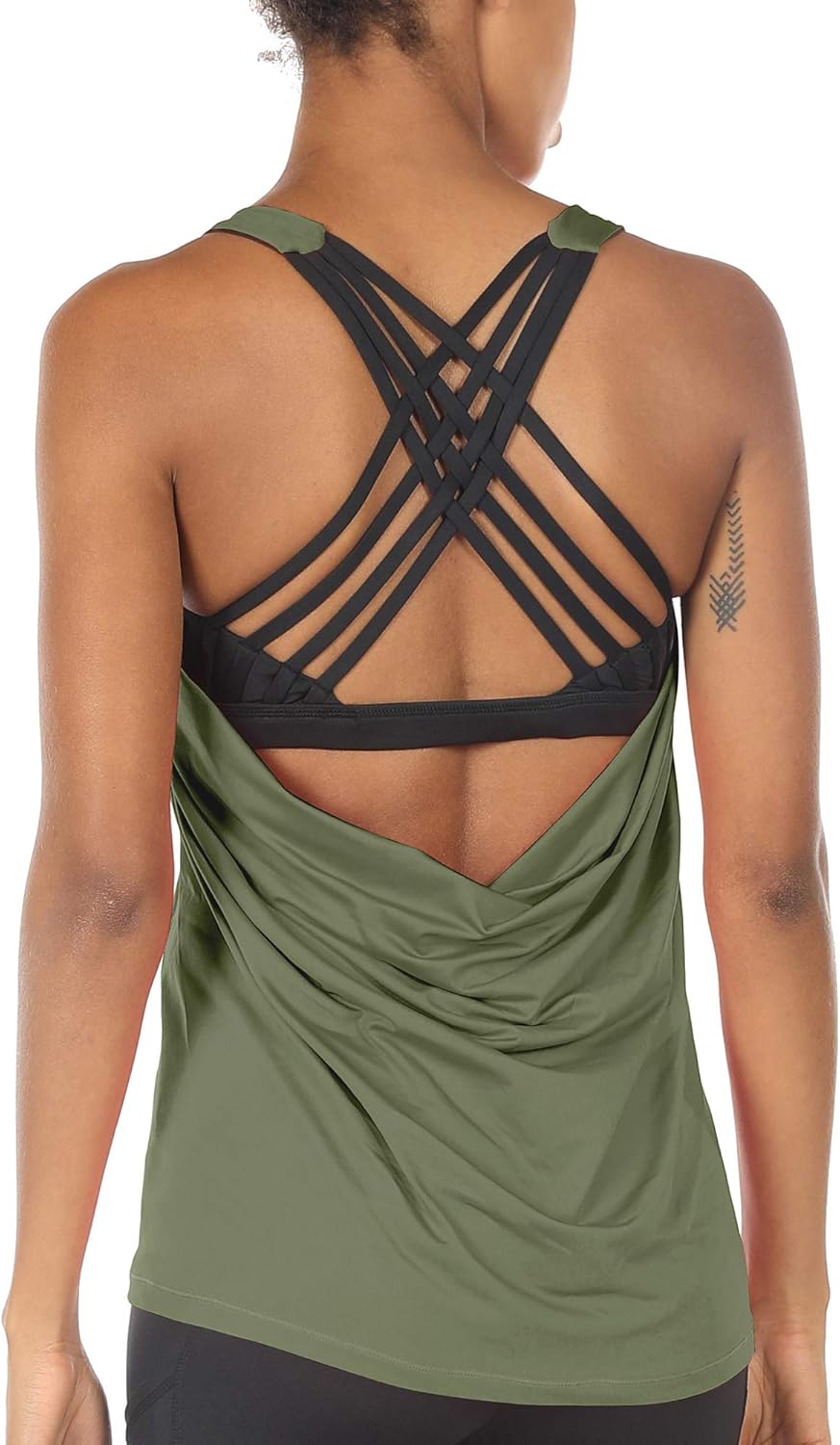 icyzone Women's Open Back Yoga Tank Tops with Built-in Bra