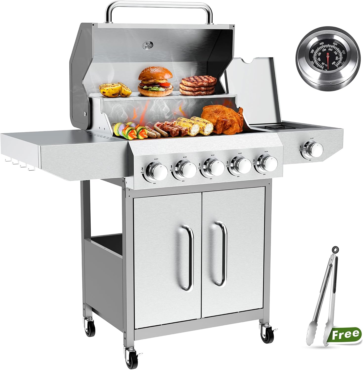 BESTFIRE 68,000 BTU 5+1 Burner Propane Grill for Outdoor Cooking