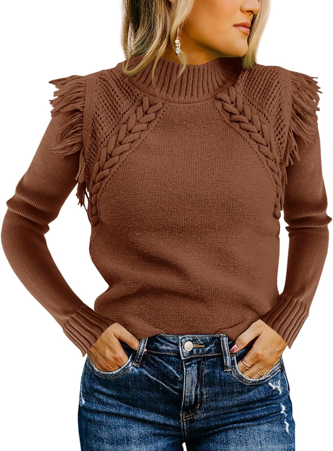 Saodimallsu Womens Cable Knit Sweaters for Cozy Boho Style