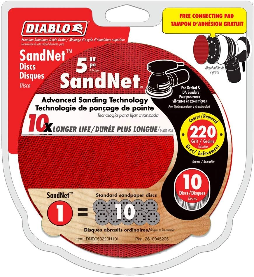 Diablo SandNet 220 Grit 5 Sanding Disc - Lasts 10x Longer