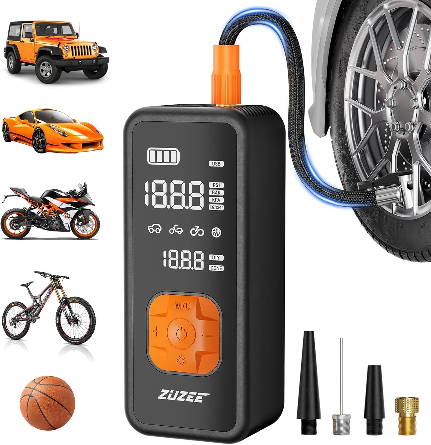 ZUZEE 4X Faster Tire Inflator - Portable Powerhouse!