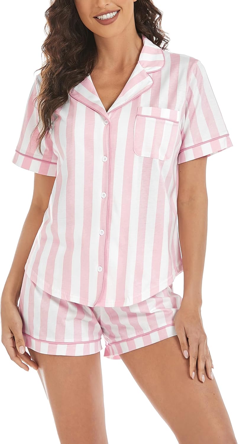 LUBOT 100% Cotton Pajamas for Women - Soft Summer Sleepwear