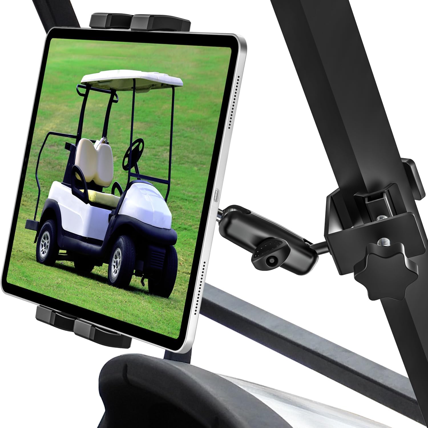 Adjustable Golf Cart Tablet Holder for iPad, Galaxy Tabs, More