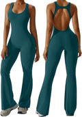 Womens Flare Jumpsuit with Bra Tummy Control Cutout Romper - Sleek
