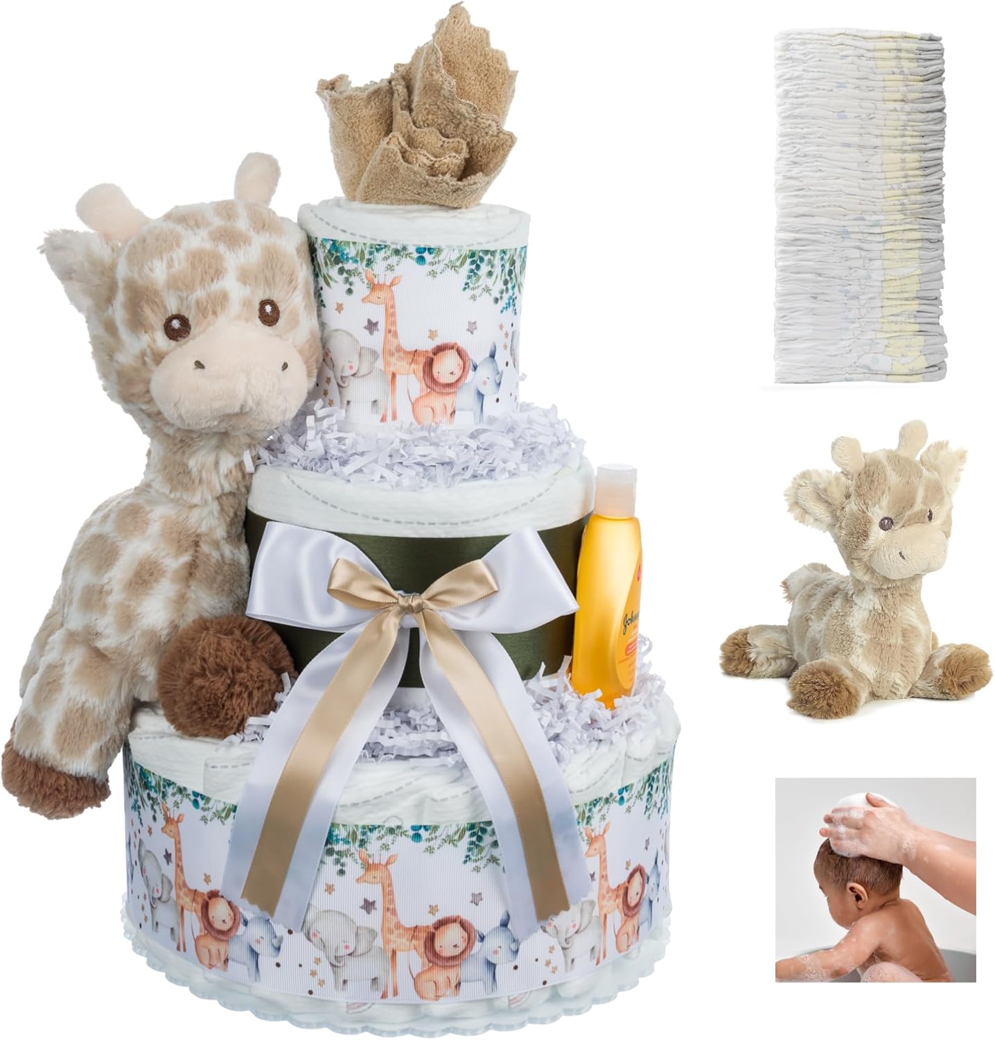 Safari Diaper Cake - Beautiful Jungle-Themed Baby Gift