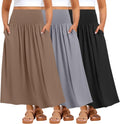 Plus Size Maxi Long Skirts for Curvy Women - Flowy 3-Pack
