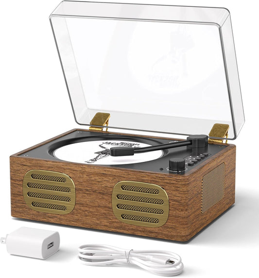 Walnut Wood CD Player with Speakers for Retro Music Lovers