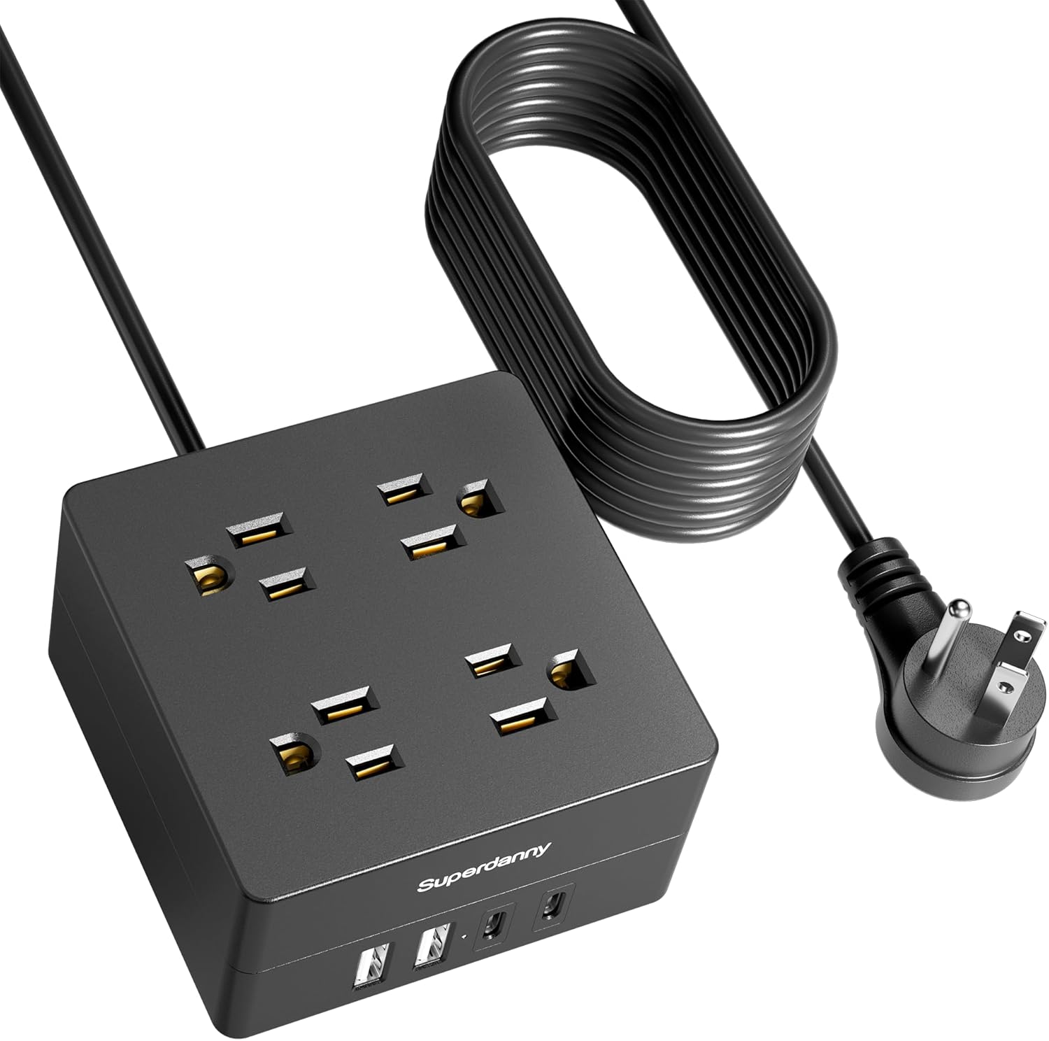 Superior 9.8ft Surge Protector: 4 Outlets, 4 USB Ports