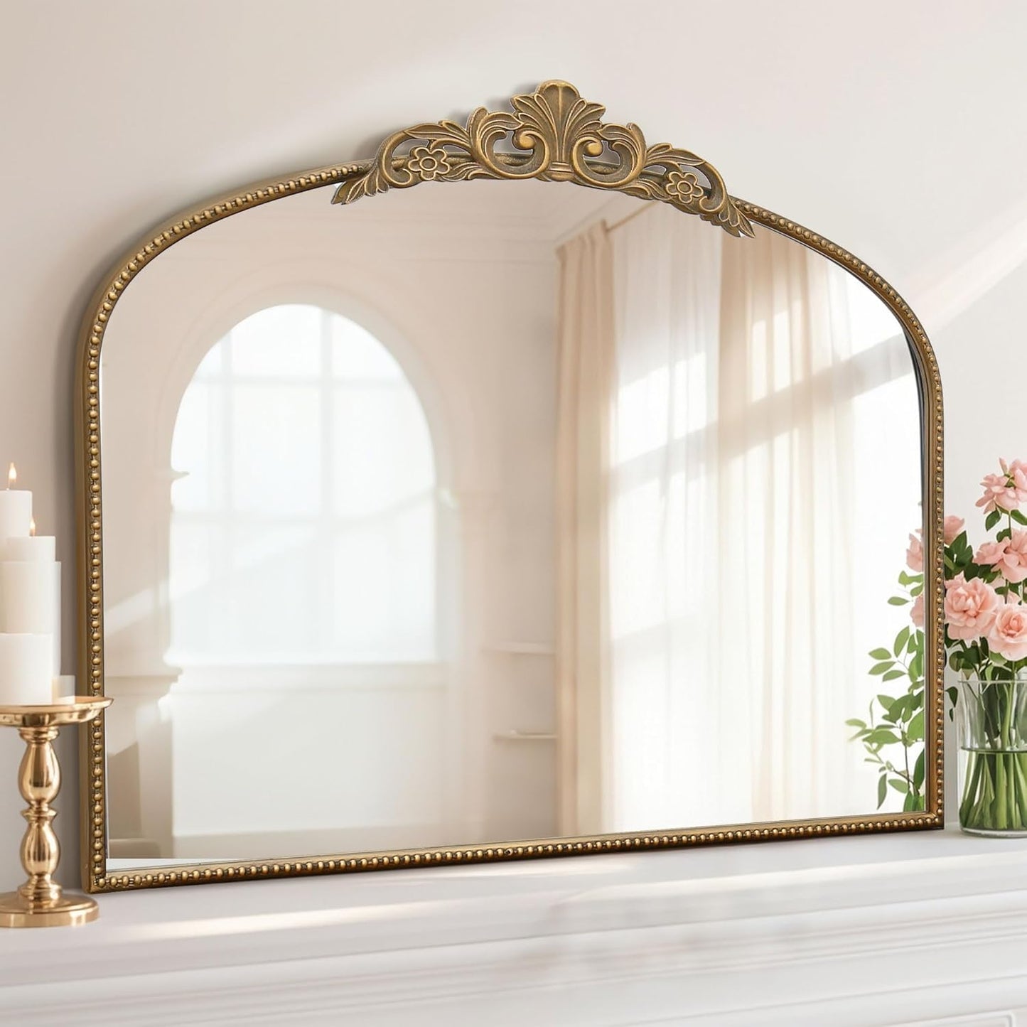 Micasso Large Gold Antique Mirror - Elegant Baroque Design