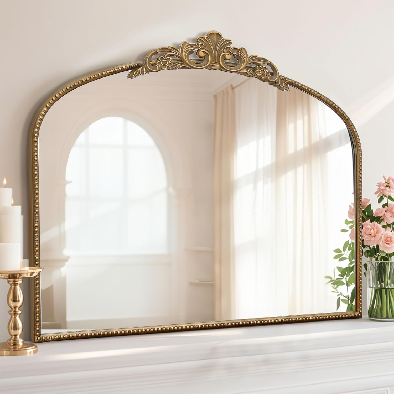 Micasso Large Gold Antique Mirror - Elegant Baroque Design