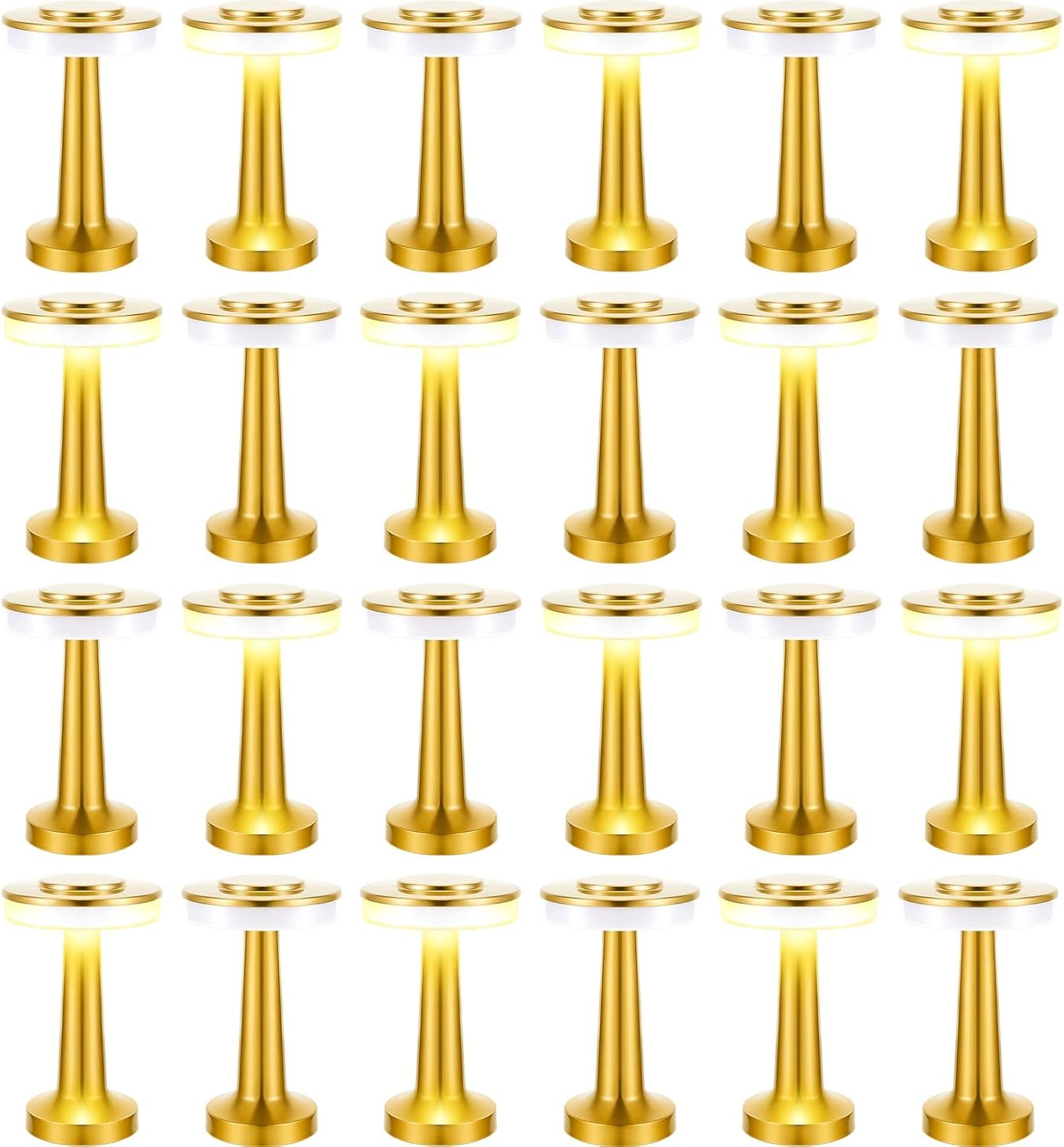 VIHOSE 24 Pcs Gold Cordless Table Lamps for Versatile Lighting