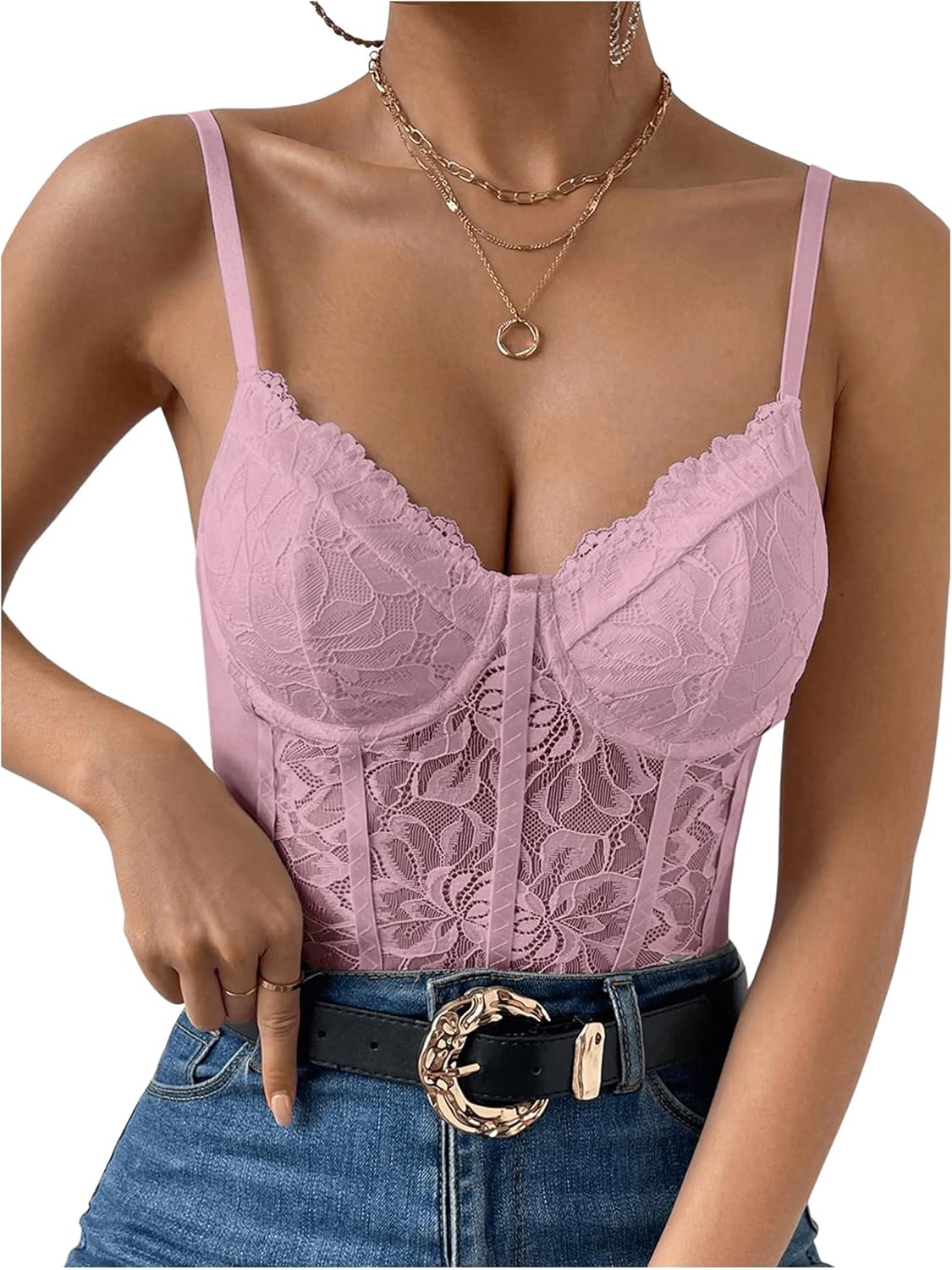 COZYEASE Women's Lace Bustier Cami Bodysuit for Every Occasion