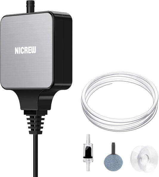 NICREW Nano Silent Aquarium Air Pump - Super Quiet & Efficient