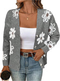 Women's Floral Print Button Down Cardigan V Neck - Casual Knit