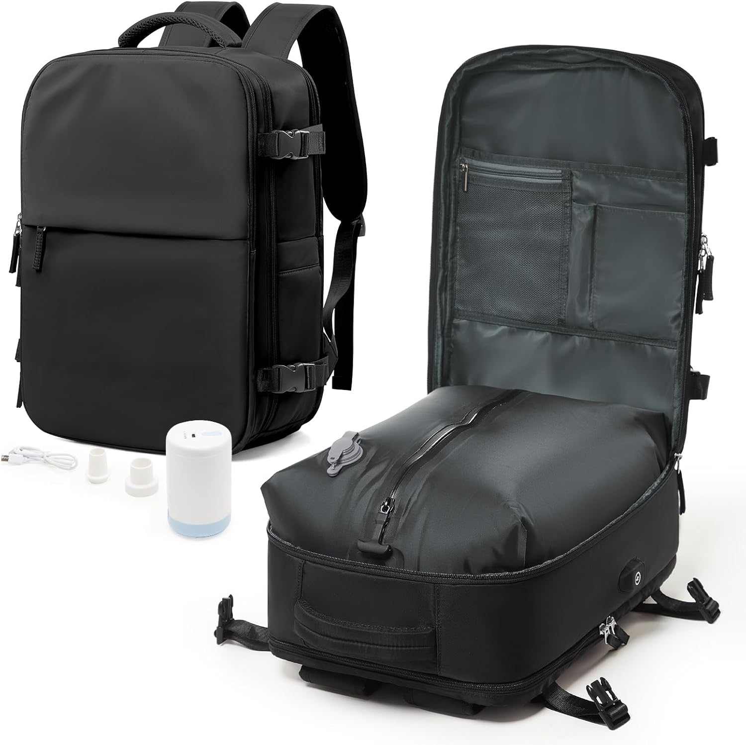 Travel Backpack with Vacuum Compression Bags for Easy Packing