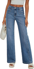 Wide Leg Jeans High Waisted Stretchy Straight Leg Patchwork - Stylish