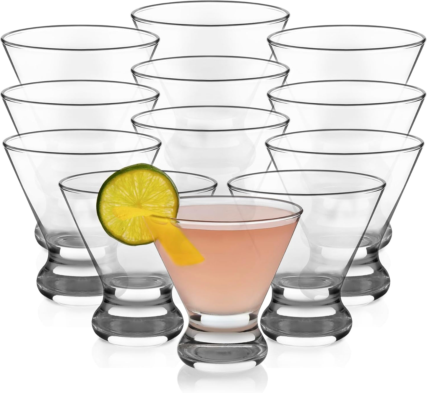 Cosmopolitan Stemless Martini Glasses Set of 12 for Parties