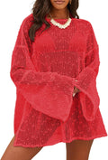 Crochet Sheer Kaftan Beach Dress for Women - Sparkle Coverup