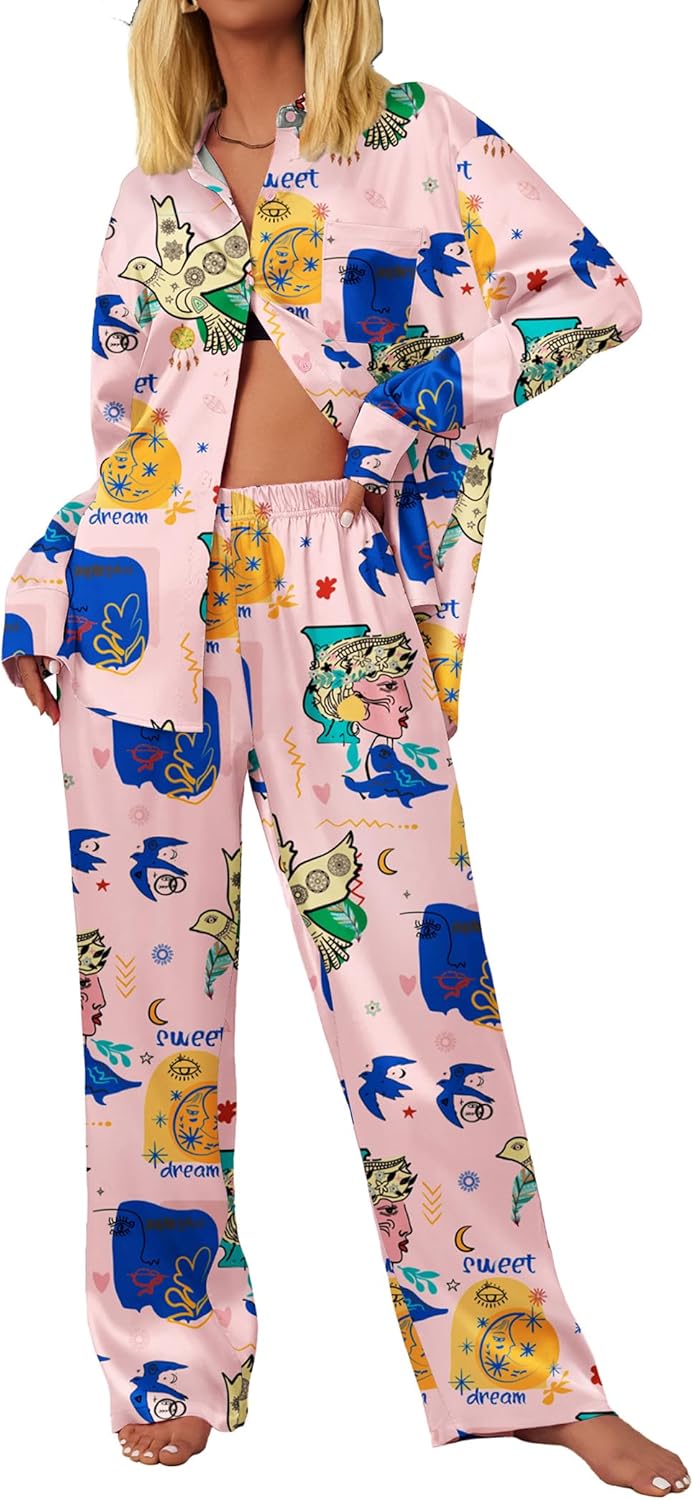 Ekouaer Womens Satin Silky Pajama Set for Ultimate Comfort