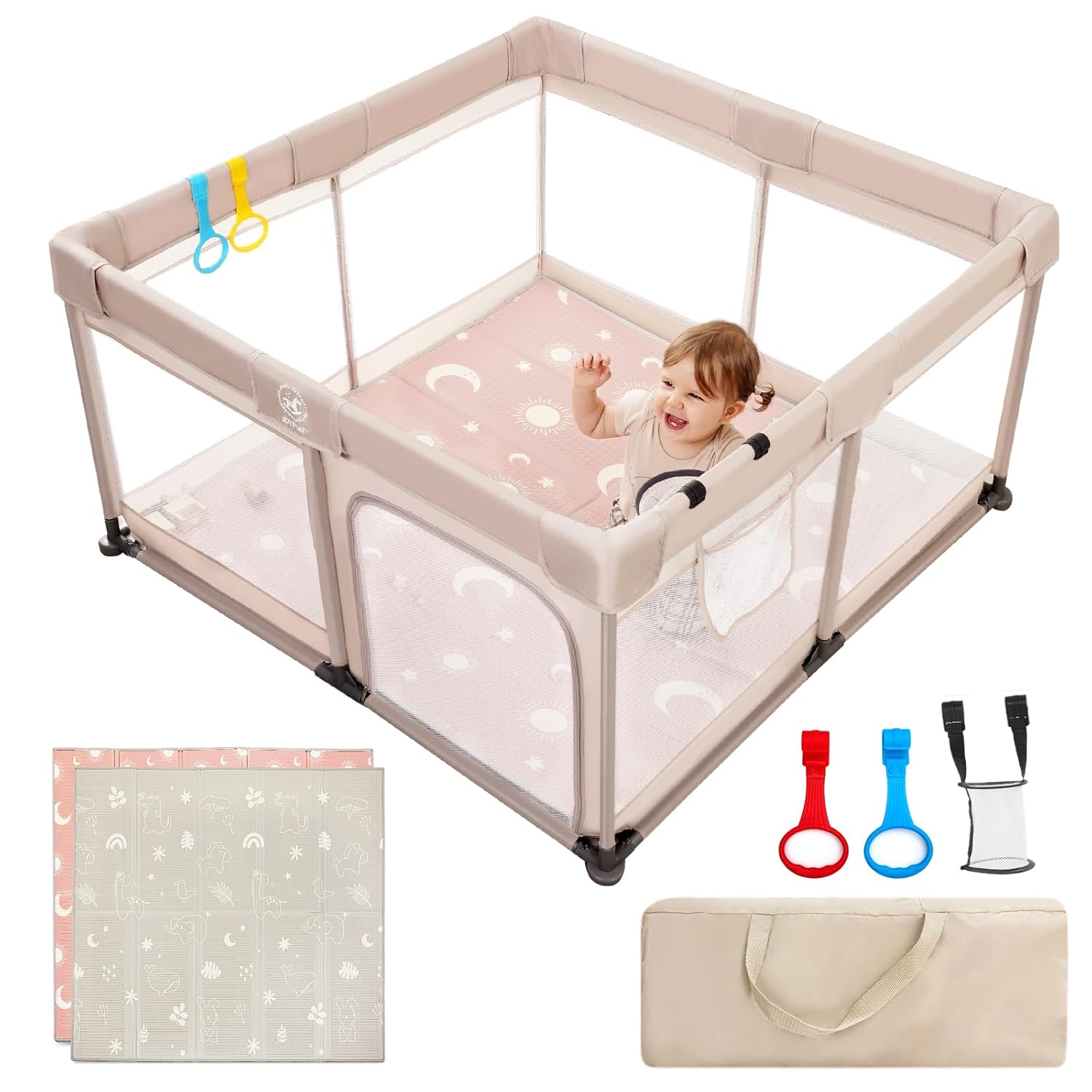4 in 1 Baby Playpen with Mat for Safe Playtime Fun