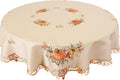Embroidered Fall Autumn Harvest Pumpkins Tablecloth 70 in
