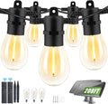 Solar String Lights 208ft with 63 S14 Bulbs - Remote Dimmable Outdoor