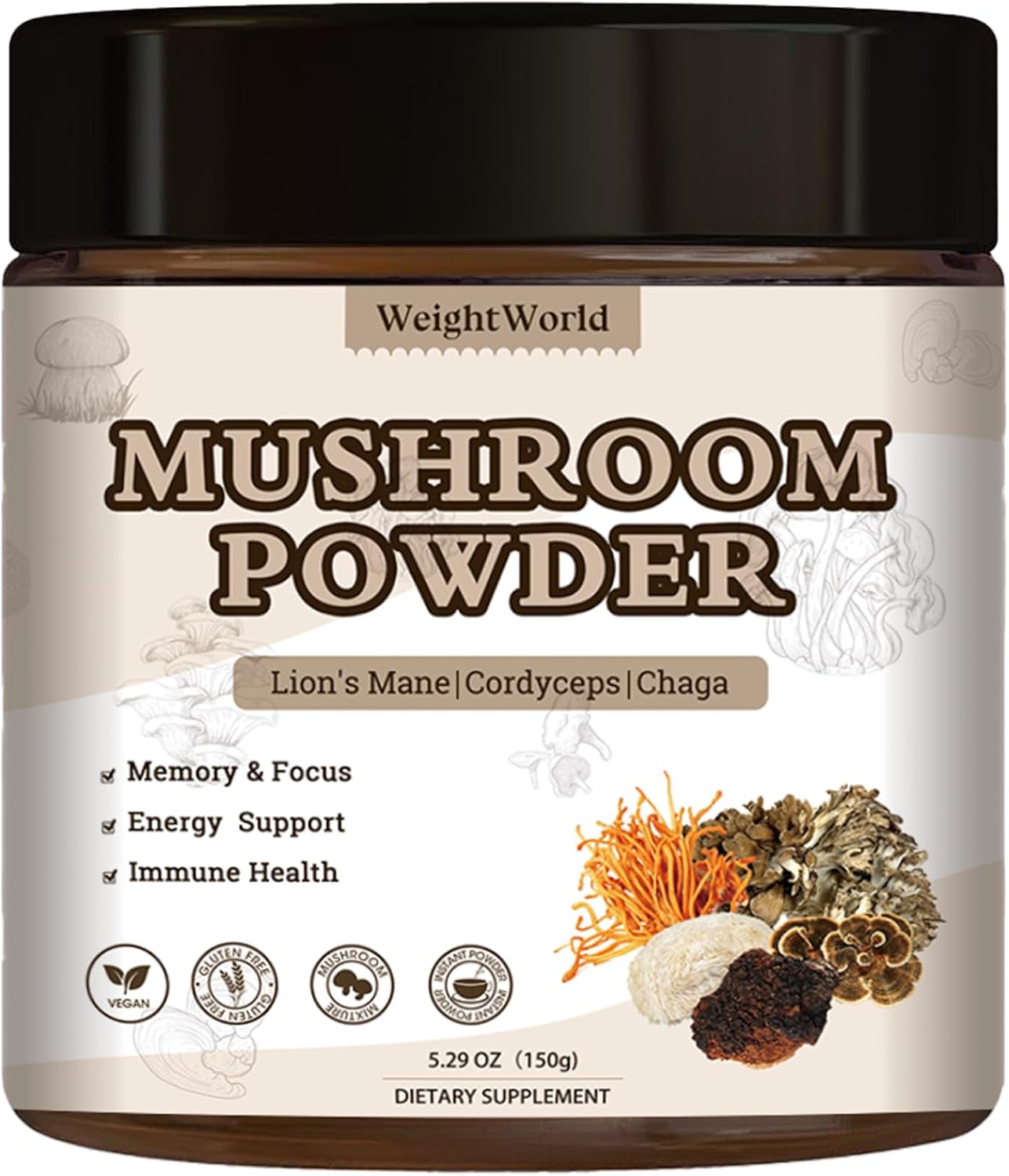 10-in-1 Mushroom Complex for Immunity & Energy - 75 Servings
