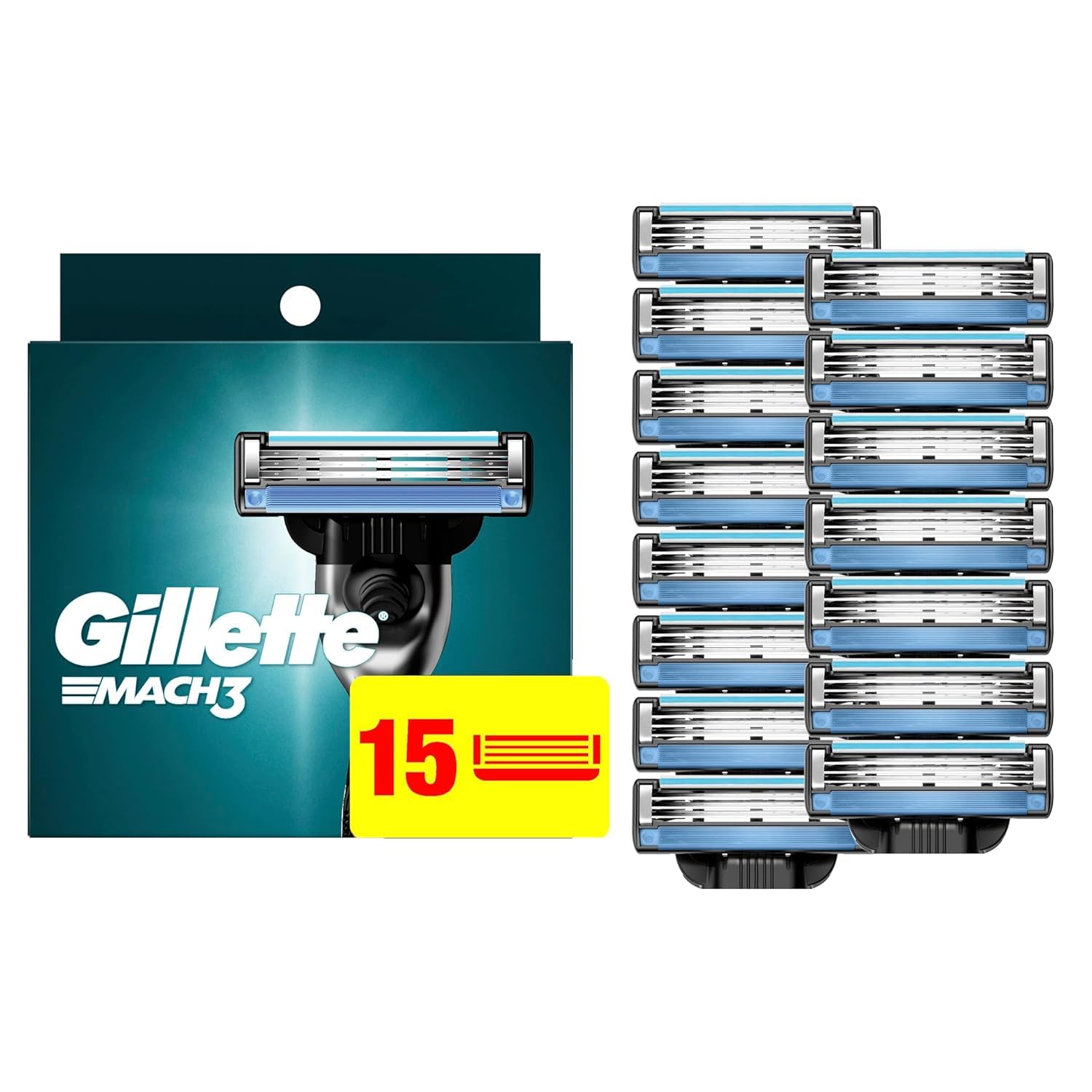 Gillette Mach3 Razor Refills for Men - 15 Blade Refills