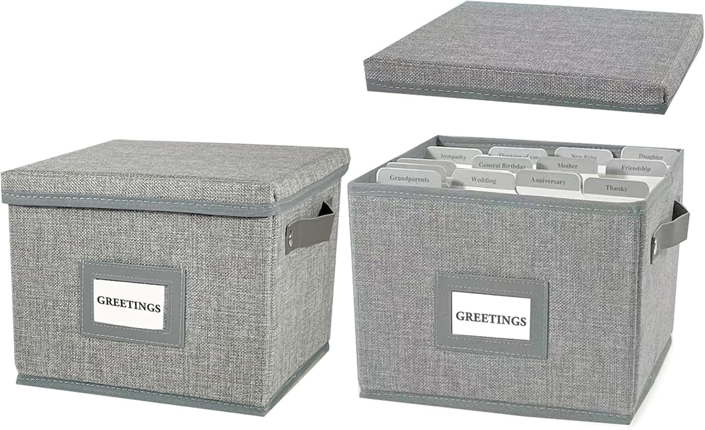 Greeting Card Organizer Box with 16 Dividers for Easy Storage
