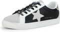 Black Pebbled Leather Womens Fashion Sneakers - Star Detail