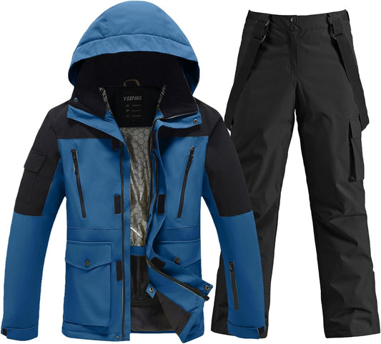 YEEFINE Men's Ski Suit Insulated Waterproof Snow Jacket Pants Set