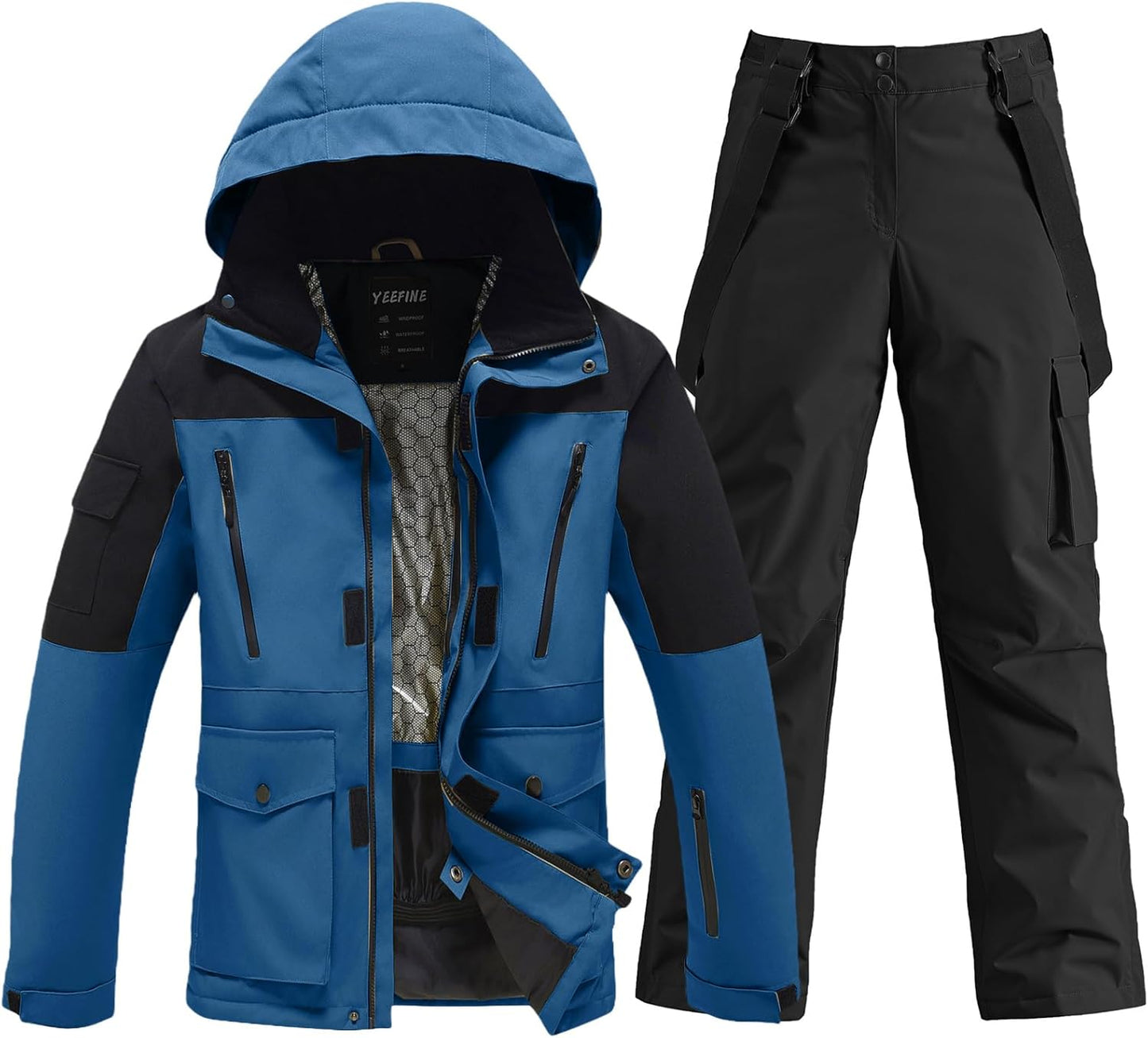 YEFFINE Men's Ski Suit Two Piece Insulated Snowsuits Set